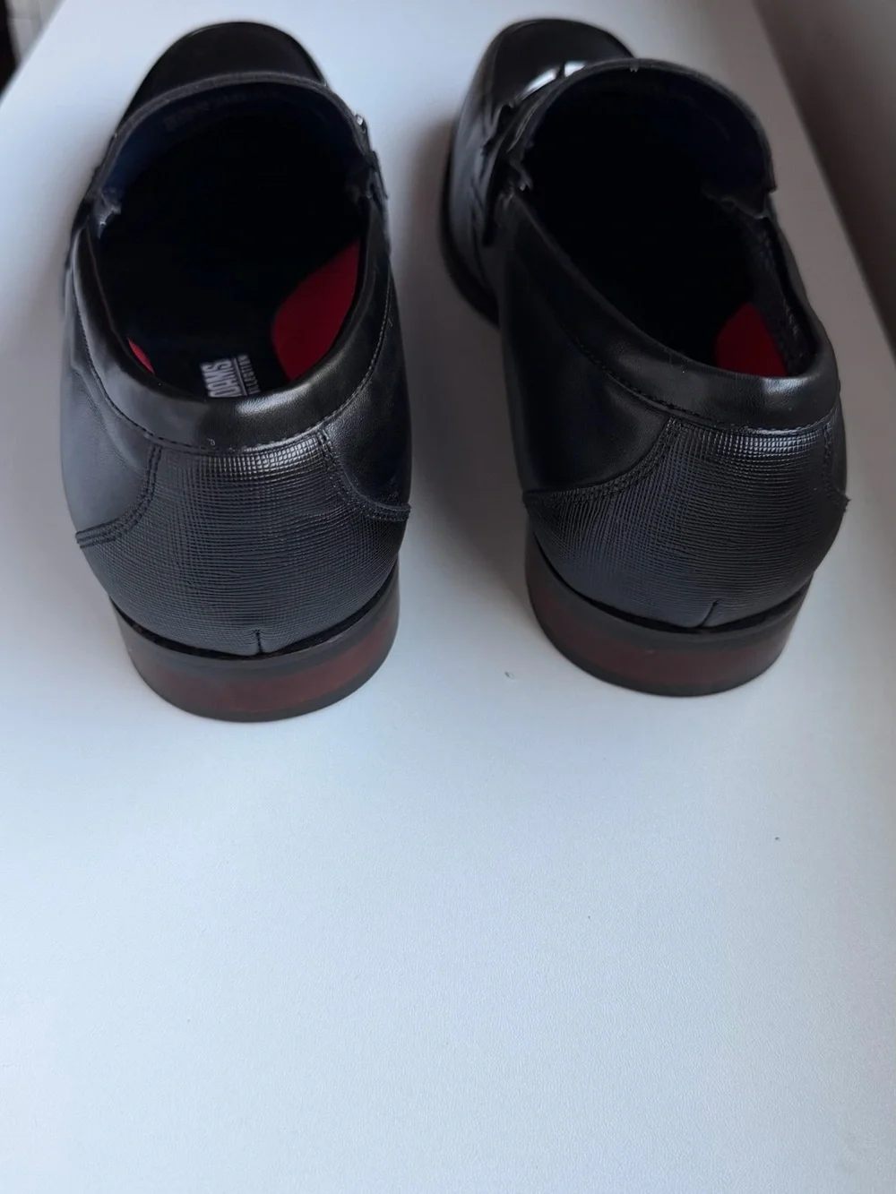 Stacy Adams Black Slip-On Loafers with Pink Liner